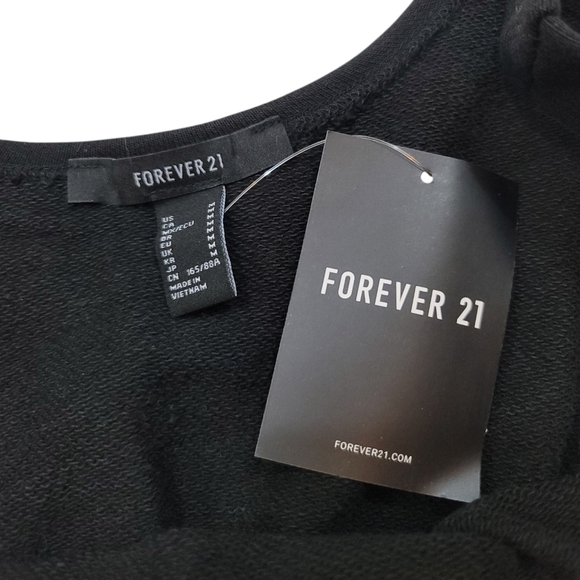 NEW Forever 21 Black Sweatshirt Crop Top & High Rise Sweatpants 2 PC Set Medium - Picture 10 of 16